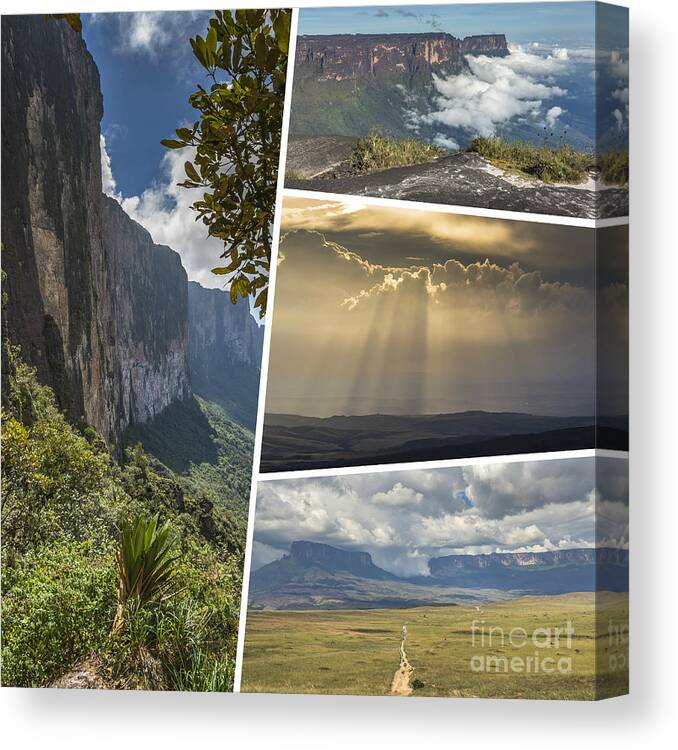 Outdoor Canvas Print featuring the photograph Collage of Table mountain Roraima #1 by Mariusz Prusaczyk