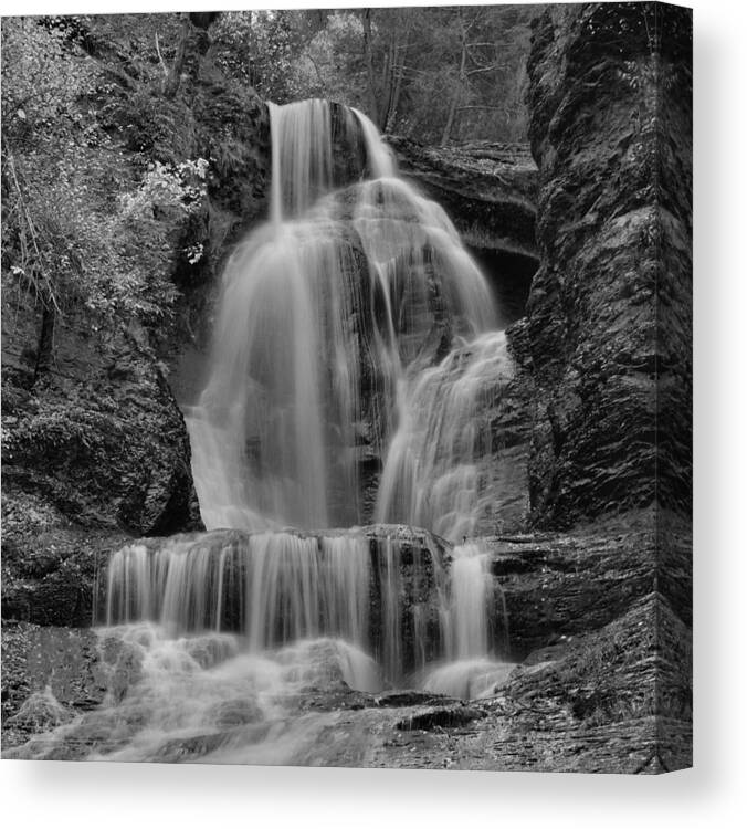 Waterfall Canvas Print featuring the photograph Dingmans Falls #1 by Stephen Vecchiotti
