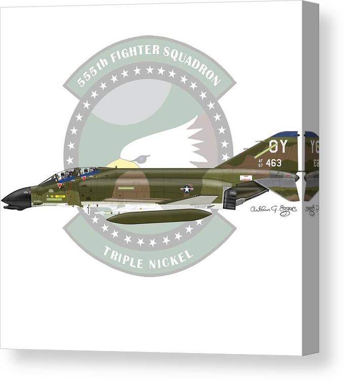 F-4d Canvas Print featuring the digital art F-4D Phantom #2 by Arthur Eggers