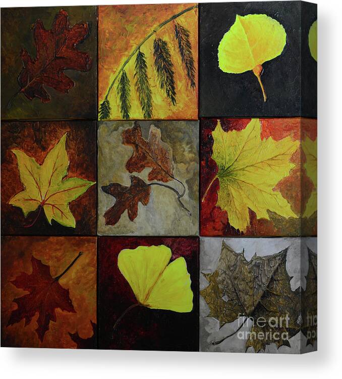 Leaf Canvas Print featuring the painting Fall Leaves #2 by Charles Owens