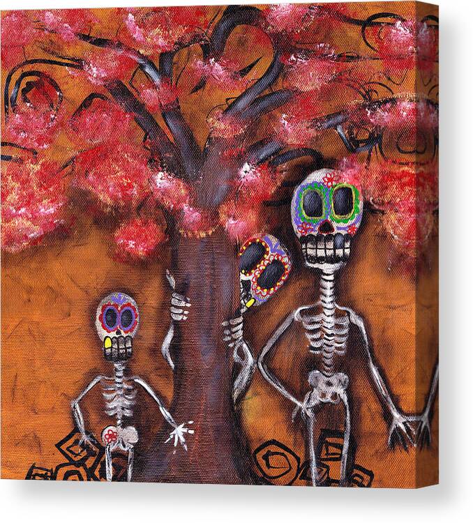 Day Of The Dead Canvas Print featuring the painting Family Tree by Abril Andrade