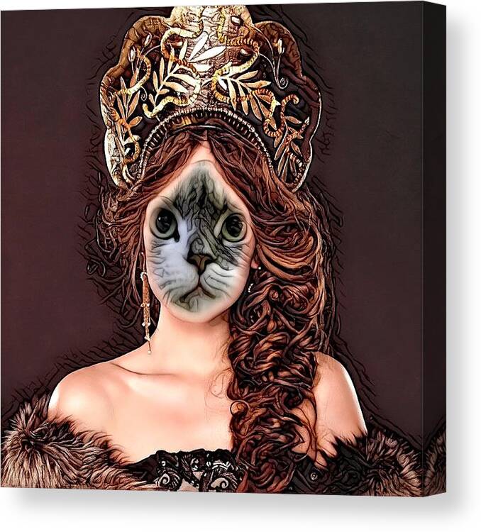  Canvas Print featuring the digital art Fantasy Cat Art 18 #1 by Belinda Cox