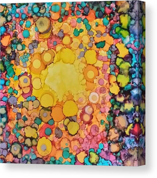 Alcohol Ink Prints Canvas Print featuring the painting Happy Explosion by Betsy Carlson Cross
