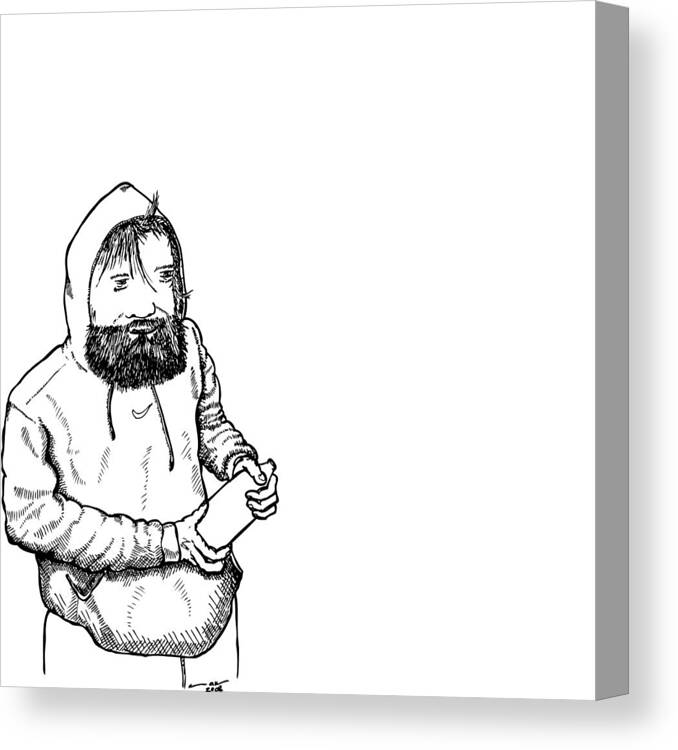 Drawing Canvas Print featuring the drawing Homeless Man #1 by Karl Addison