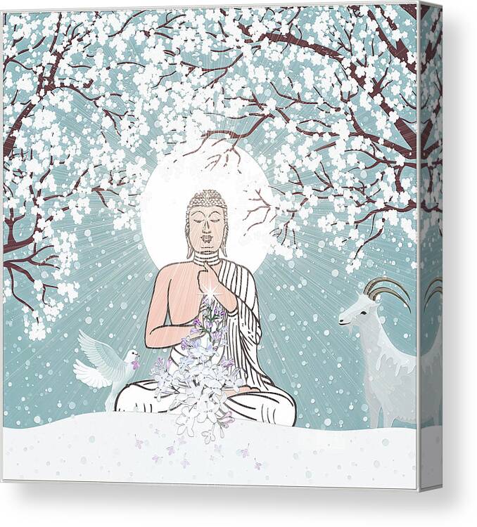 Symbolic Digital Art Canvas Print featuring the digital art Japanese Winter #1 by Harald Dastis