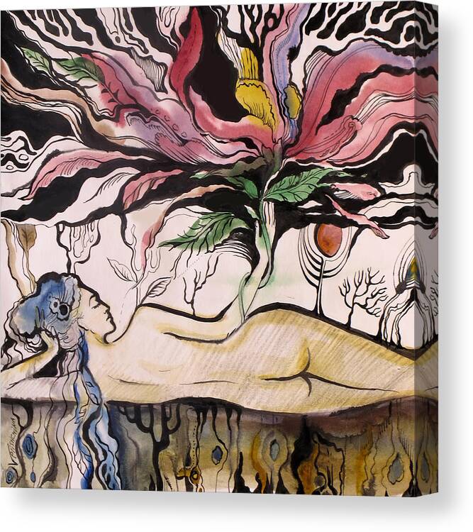 Woman Canvas Print featuring the painting Flower by Valentina Plishchina