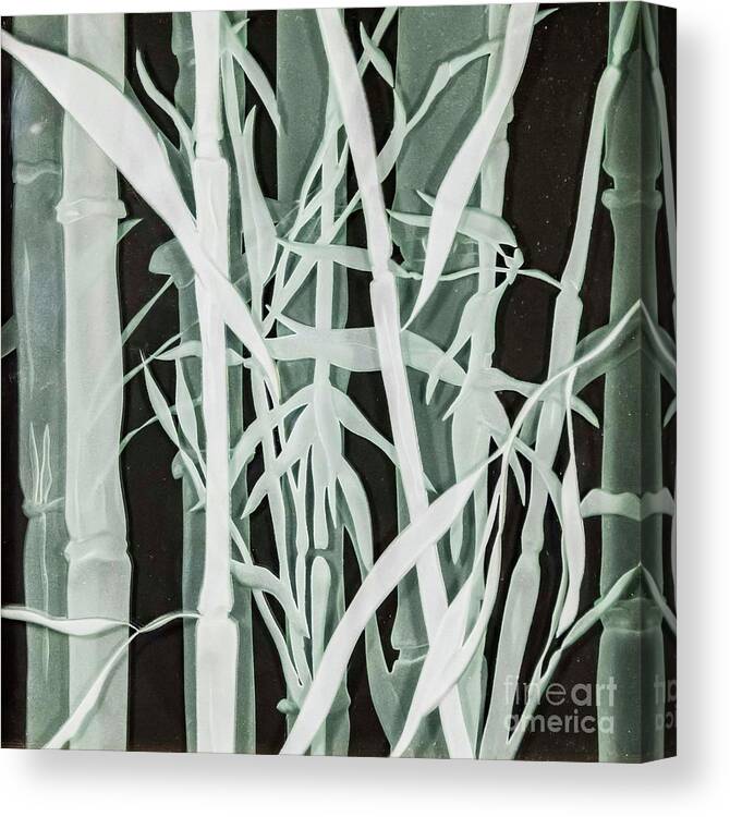 Carved Glass Canvas Print featuring the glass art Midnight Bamboo #1 by Alone Larsen