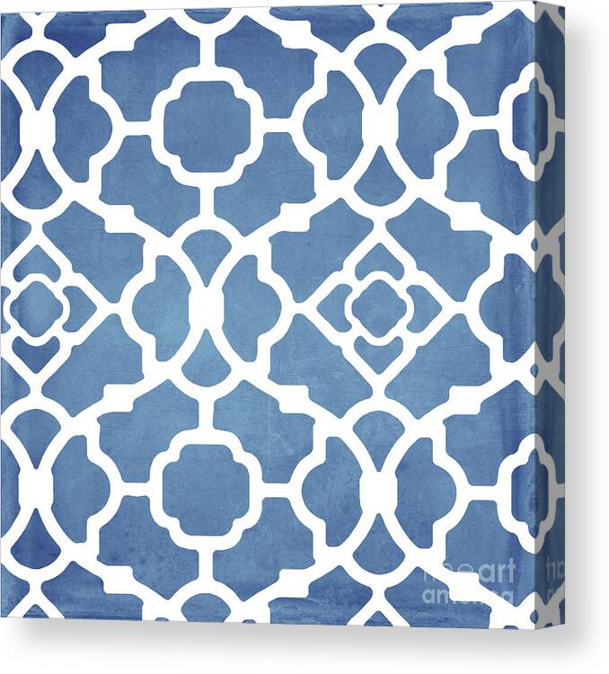 Blue Pattern Canvas Print featuring the painting Moroccan Blues by Mindy Sommers