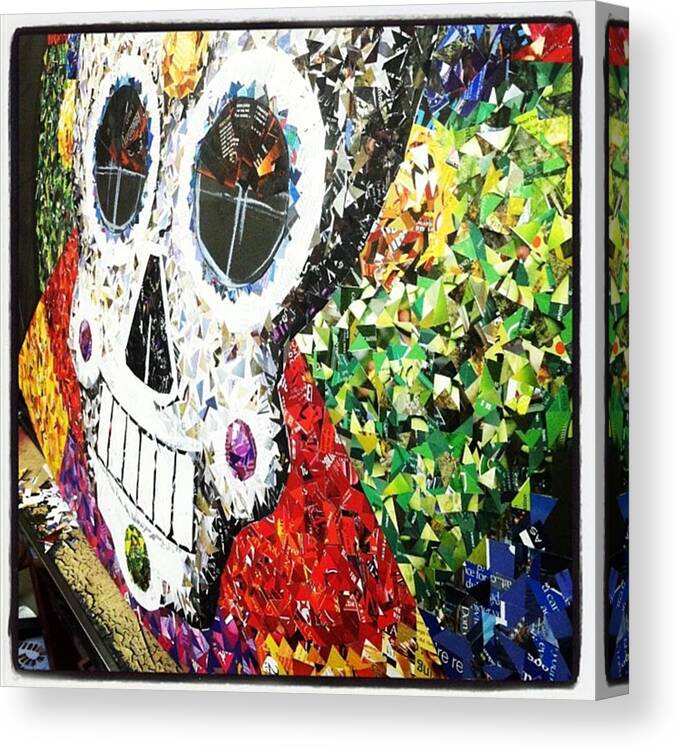 Guystuff Canvas Print featuring the painting #mosaic #decoupage #collage #hood #2 by Noelle Dumas