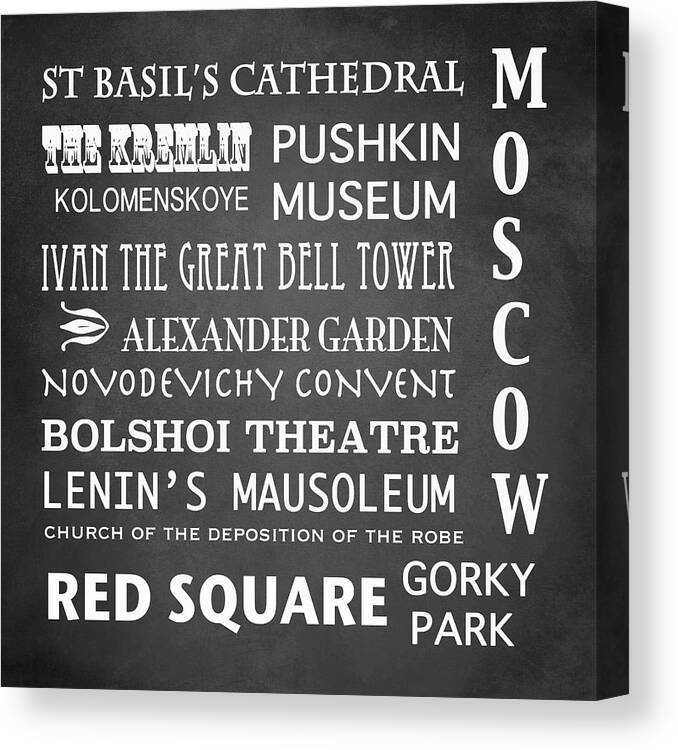 Moscow Art Print.moscow Canvas Print Canvas Print featuring the digital art Moscow Famous Landmarks #1 by Patricia Lintner