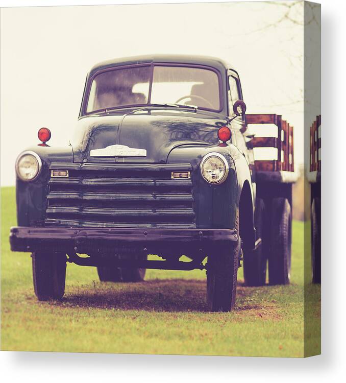Truck Canvas Print featuring the photograph Old Chevy Farm Truck in Vermont Square #2 by Edward Fielding