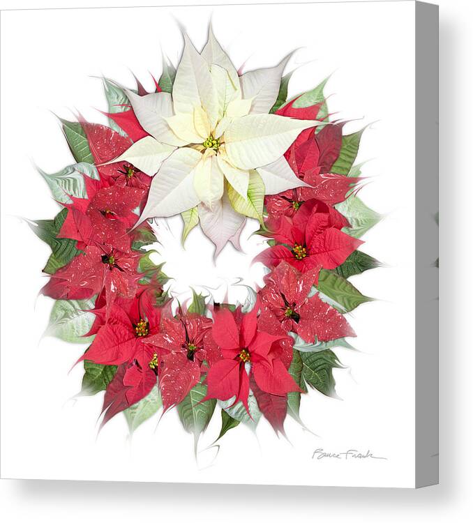 Holiday Canvas Print featuring the photograph Poinsettia Wreath #1 by Bruce Frank