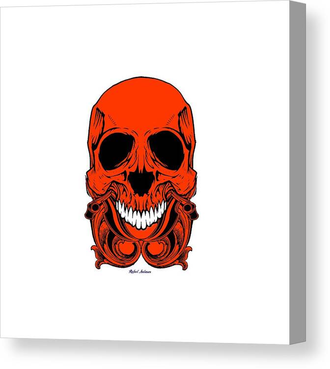  Canvas Print featuring the digital art Red Skull #1 by Rafael Salazar