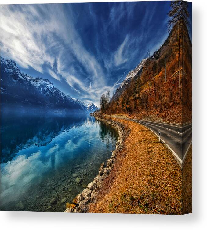 Landscape Canvas Print featuring the photograph Road To No Regret #1 by Philippe Sainte-Laudy