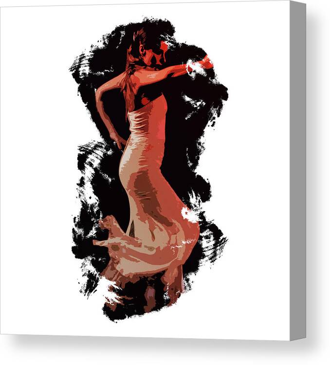 Flamenco Canvas Print featuring the painting Splash of Flamenco #1 by AM FineArtPrints