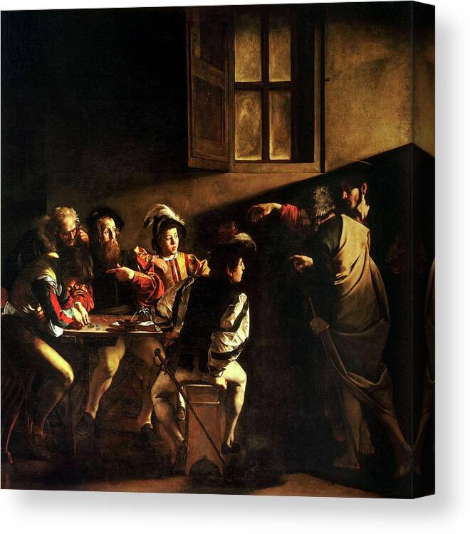 Calling Canvas Print featuring the painting The Calling Of St. Matthew by Troy Caperton