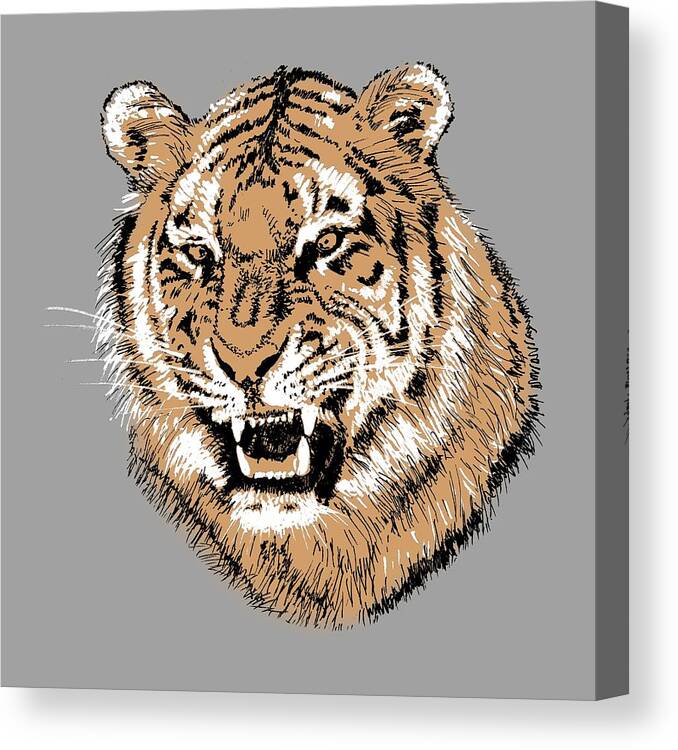 Mammal Canvas Print featuring the painting Tiger #2 by Masha Batkova