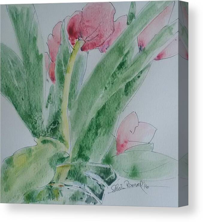 Tulips Canvas Print featuring the painting Tulips by Sheila Romard