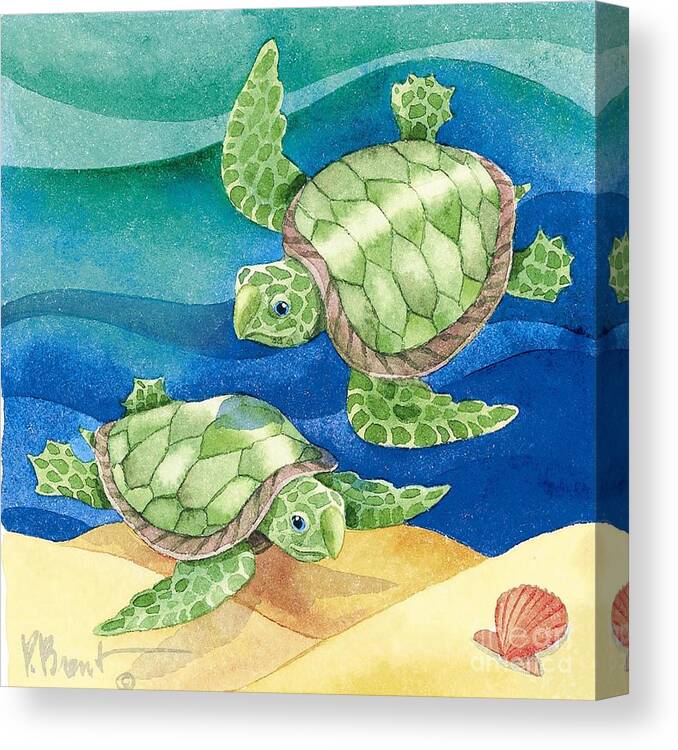 Turtle Canvas Print featuring the painting Turtle Friend #1 by Paul Brent