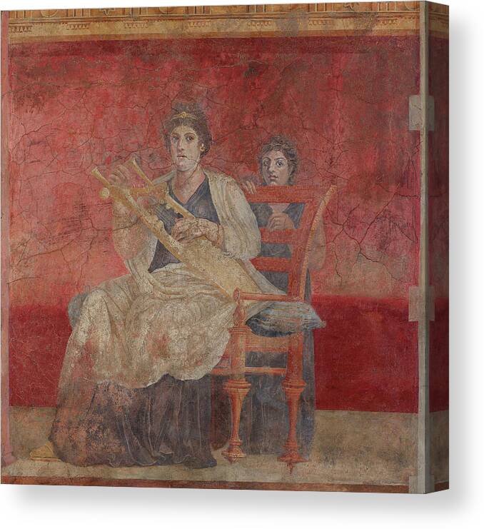Wall Painting From Room H Of The Villa Of P. Fannius Synistor At Boscoreale Canvas Print featuring the painting Wall painting from Room H of the Villa #1 by MotionAge Designs