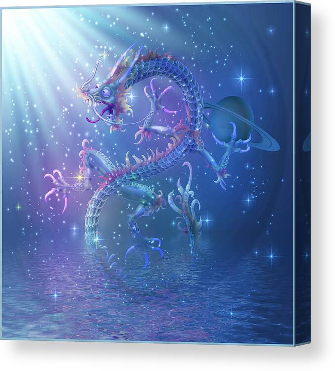 Symbolic Digital Art Canvas Print featuring the digital art Water Dragon #1 by Harald Dastis