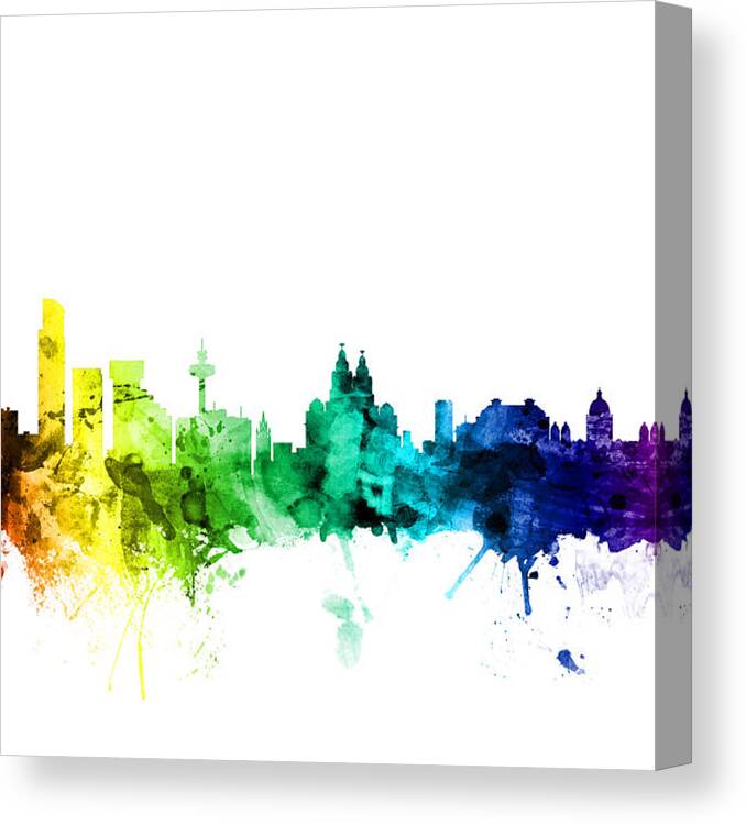City Canvas Print featuring the photograph Liverpool England Skyline #10 by Michael Tompsett
