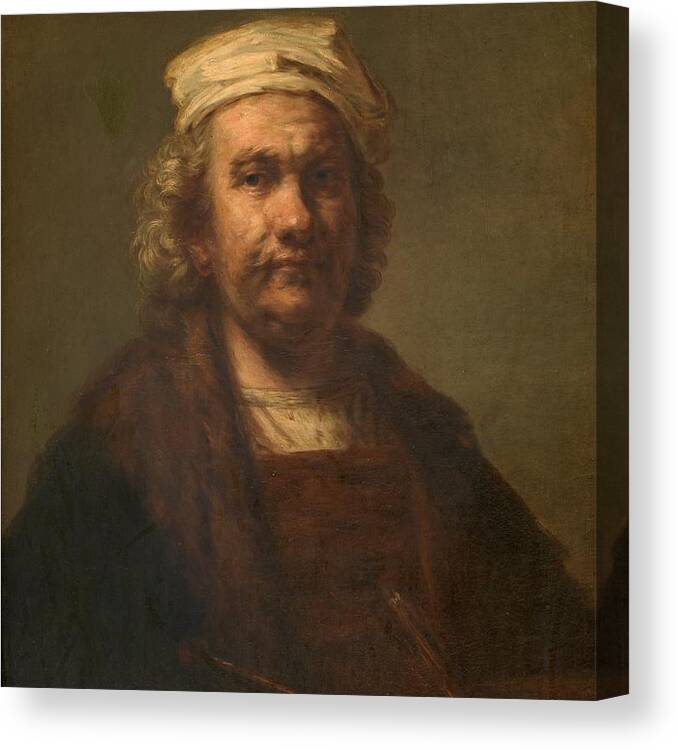 Anonymous -painter- (copy Rembrandt Harmensz. Van Rijn) Self-portrait Xvii Century. Canvas Print featuring the painting Portrait #12 by MotionAge Designs