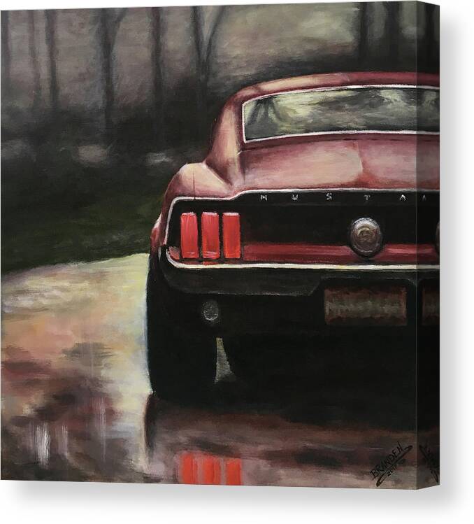 1967 Canvas Print featuring the painting 1967 Mustang by Branden Hochstetler