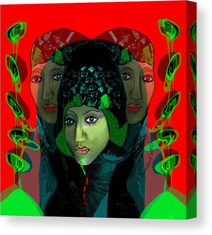 1975 - Mystery Woman Canvas Print featuring the digital art 1975 - Mystery Woman by Irmgard Schoendorf Welch