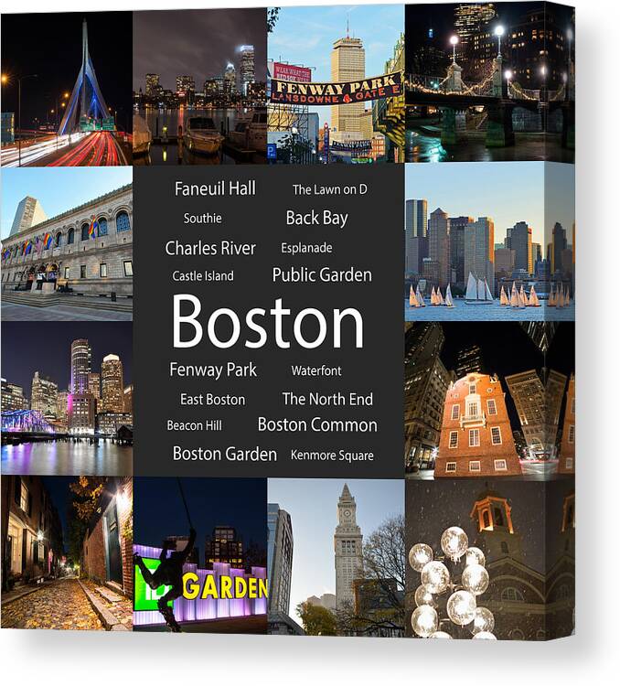 Boston Canvas Print featuring the photograph Boston MA Collage #2 by Toby McGuire