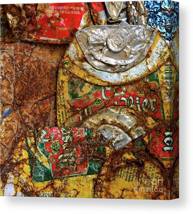 Alone Canvas Print featuring the photograph Crushed beer cans. #2 by Bernard Jaubert