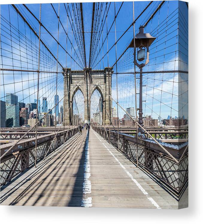 New York City Canvas Print featuring the photograph NEW YORK CITY Brooklyn Bridge #4 by Melanie Viola
