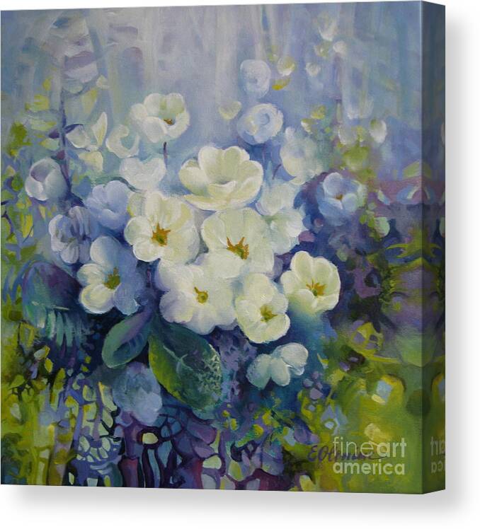 Primrose Canvas Print featuring the painting Spring #1 by Elena Oleniuc