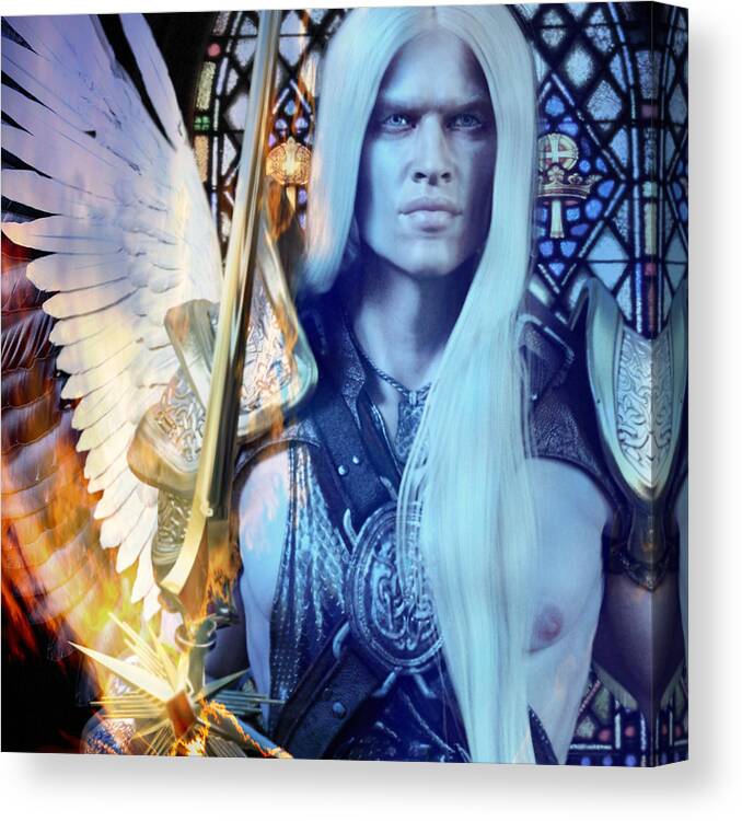 Angel Canvas Print featuring the digital art The Guardian #2 by Suzanne Silvir