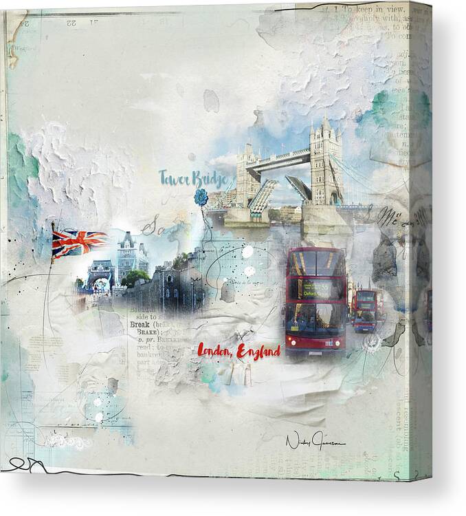 Londonart Canvas Print featuring the digital art Tower Bridge #4 by Nicky Jameson