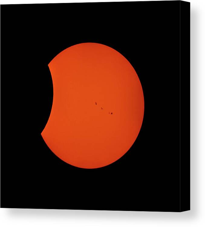 Terry D Photography Canvas Print featuring the photograph 2017 Partial Solar Eclipse from New Jersey at 350 by Terry DeLuco