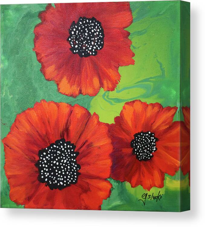 Abstract Canvas Print featuring the painting 2017 Poppy Series No.9 by Carole Sluski