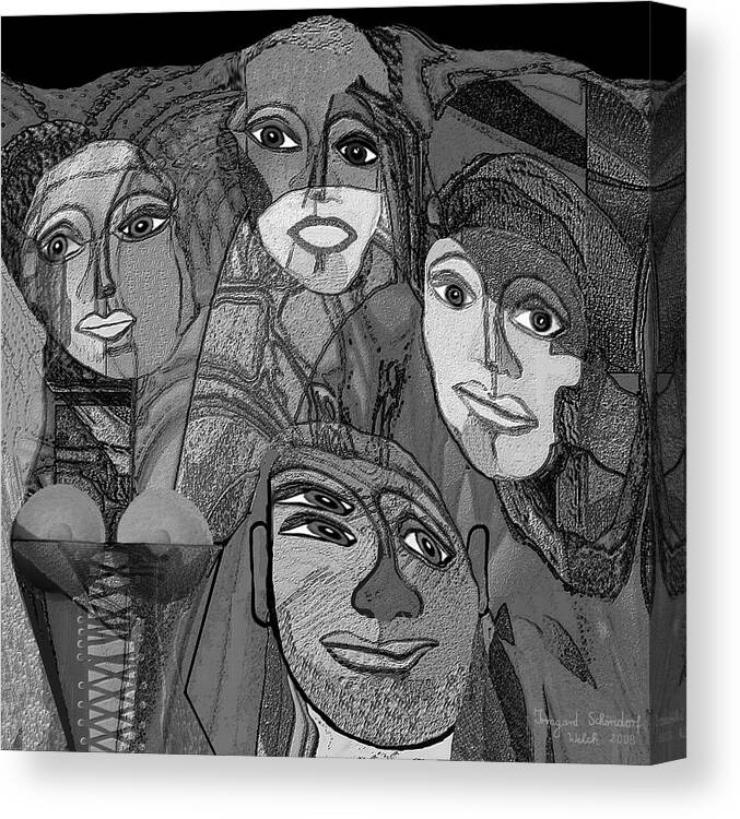  256 Nice People A Canvas Print featuring the digital art 256 Nice People A by Irmgard Schoendorf Welch