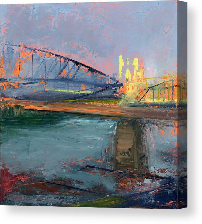 Bridges Canvas Print featuring the painting Untitled #298 by Chris N Rohrbach