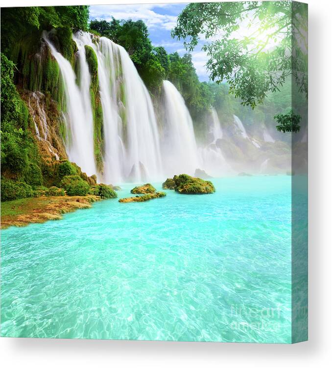 Waterfall Canvas Print featuring the photograph Detian waterfall #3 by MotHaiBaPhoto Prints