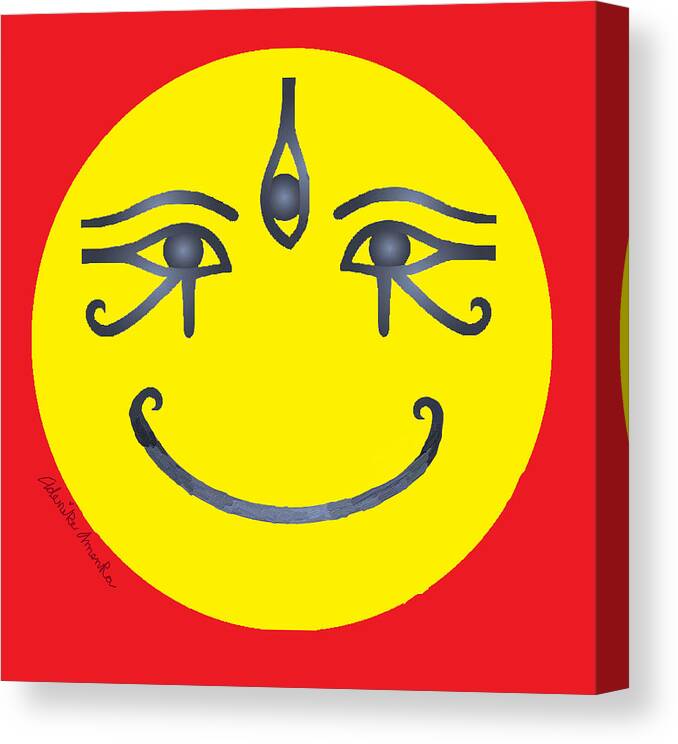 3 Eyes Smile Canvas Print featuring the tapestry - textile 3 Eyes Smiling by Adenike AmenRa