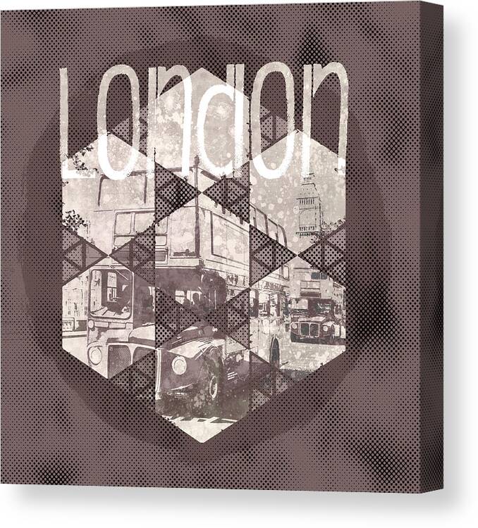 Abstract Canvas Print featuring the photograph Graphic Art LONDON Streetscene #1 by Melanie Viola