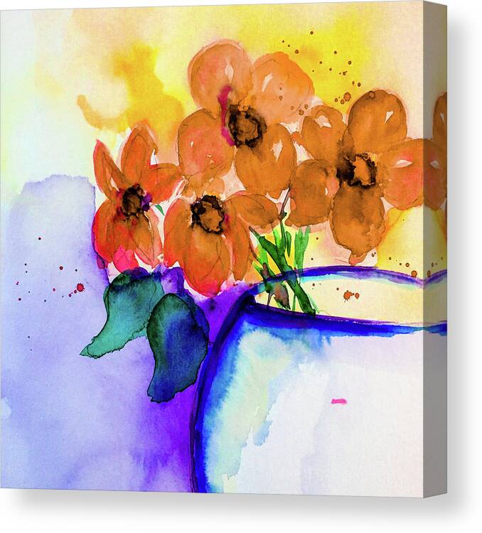 Bouquet Canvas Print featuring the mixed media colorful Bouquet #4 by Britta Zehm