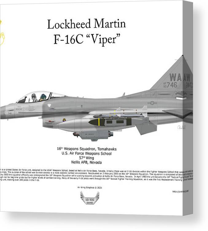 Lockheed Canvas Print featuring the digital art Lockheed Martin F-16C Viper #6 by Arthur Eggers