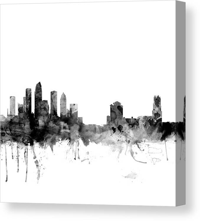 Watercolour Canvas Print featuring the photograph Tampa Florida Skyline #5 by Michael Tompsett