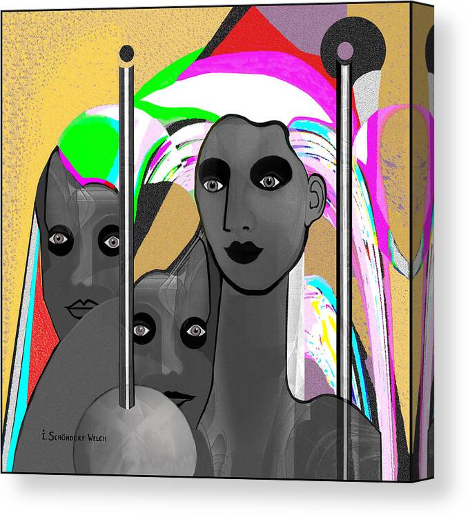 822 Canvas Print featuring the digital art 822 - The Fighters 2017 by Irmgard Schoendorf Welch