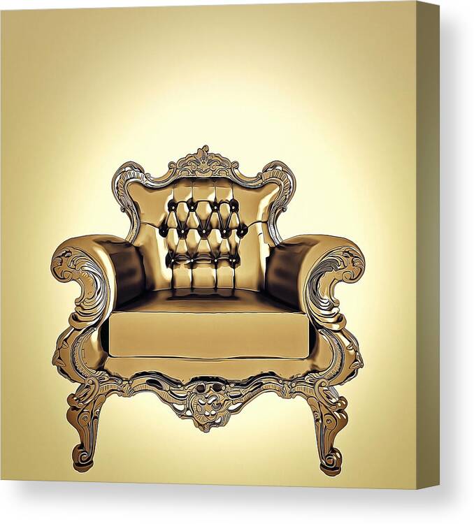 Room Canvas Print featuring the digital art A A G - AntiqueArmchairGold by Nenad Cerovic
