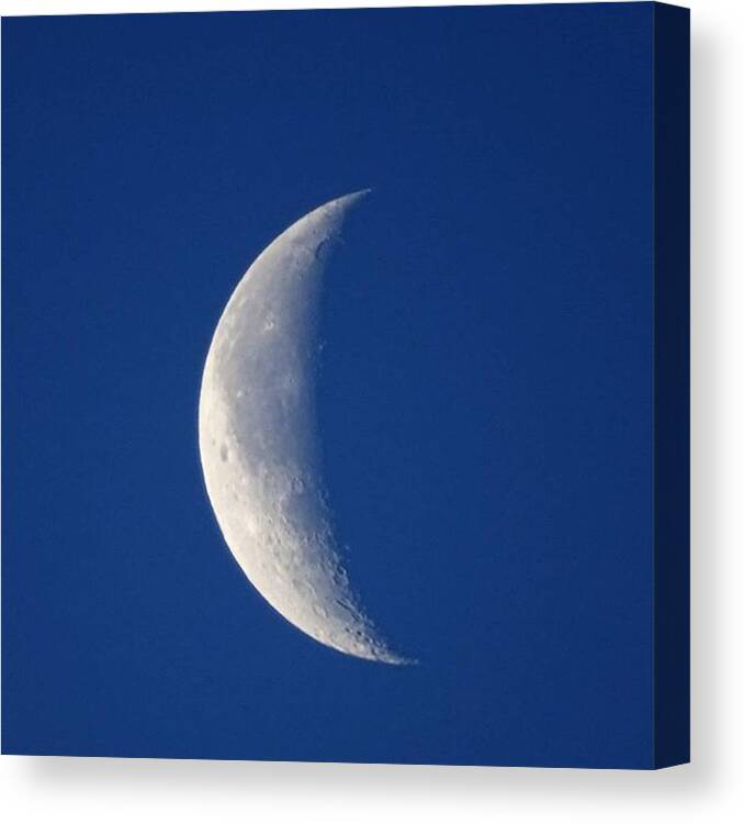 Blue Canvas Print featuring the photograph A Daytime Moon At X50 Optical Zoom by Gary Finch