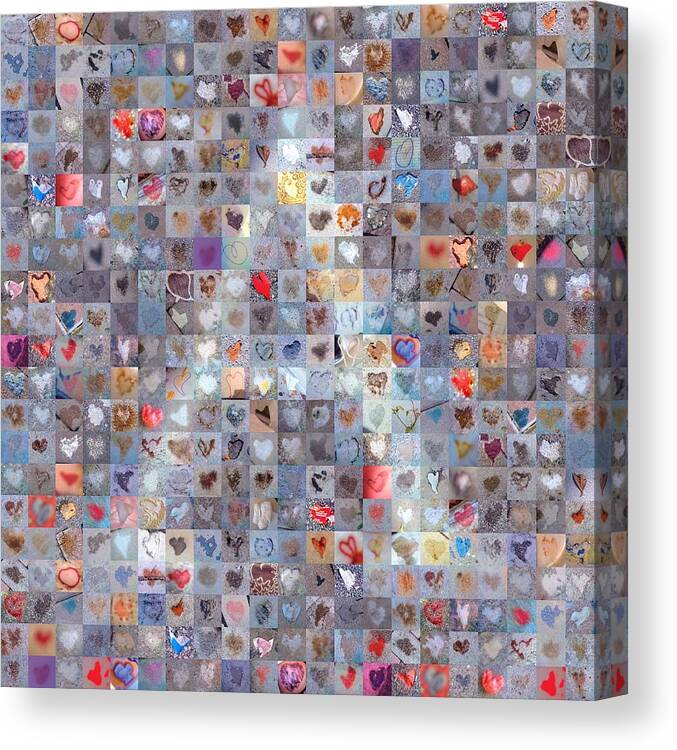 Hearts Canvas Print featuring the digital art A in Confetti by Boy Sees Hearts