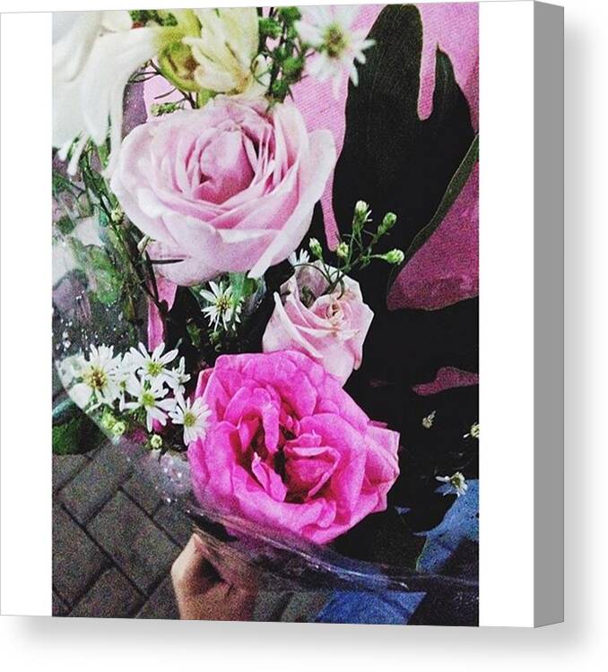  Canvas Print featuring the photograph A Too Simple And Small Flower Bouquet by Valeria Vanessa